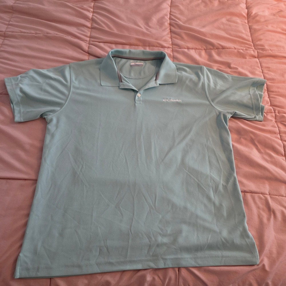 Columbia Mens Omni-Wick Polo Shirt XL Light Blue Short Sleeve AM0126